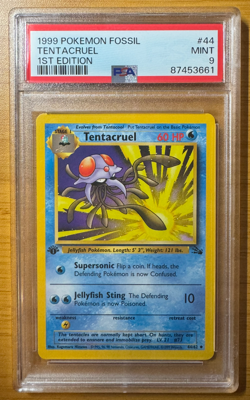 1999 Pokemon Fossil #44 Tentacruel 1st Edition PSA 9 - Image 1