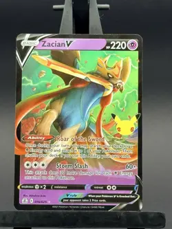 Pokemon TCG Zacian v Celebrations 25th Anniversary Card 16/25 - Image 1