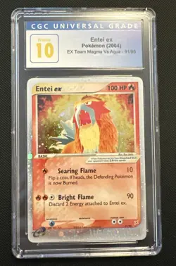CGC Pristine 10 Entei ex 91/95 EX Team Magma vs Aqua Holo Pokemon Card - Image 1