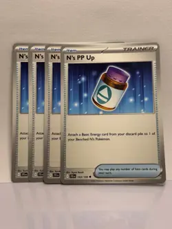 Pokemon TCG Card Lot – N's PP Up Trainer Item – JTG EN 153/159 – 4 Cards - Image 1