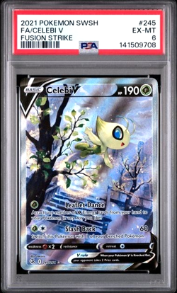 2021 POKEMON SWORD & SHIELD FUSION STRIKE #245 FULL ART CELEBI V PSA 6 245/264 - Image 1