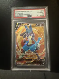 2022 Pokemon Indonesian S-P Lucario V #348 PSA 10 Gem Mint Promo - Image 1