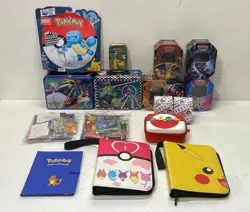 Mixed Pokemon TCG Empty Tins, Accessories, and Collectibles Bundle - Image 1