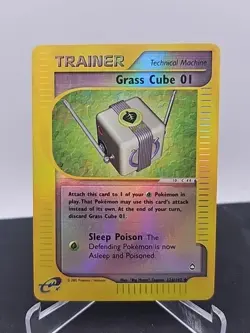 Grass Cube 01 124/147 UC Reverse Holo Pokemon TCG Card Aquapolis - Image 1