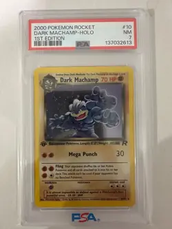 2000 Pokemon Rocket DARK MACHAMP HOLO 1st Edition 10/82 PSA 7 NM - Image 1