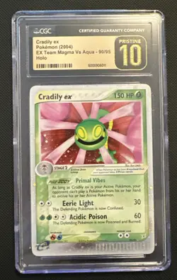 CGC Pristine 10 Cradily ex 90/95 EX Team Magma vs Aqua Holo Pokemon Card (Pop 1) - Image 1