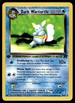 Dark Wartortle 46/82 Pokemon Card 1st Ed Team Rocket Uncommon 60 HP - Image 1