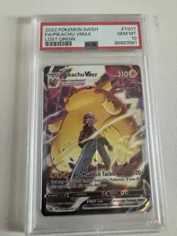 2022 POKEMON SWORD & SHIELD LOST ORIGIN #TG17 FULL ART/PIKACHU VMAX PSA 10 - Image 1