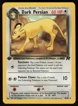 Pokemon Dark Persian Uncommon 1st Edition Team Rocket 42/82 LP - Image 1