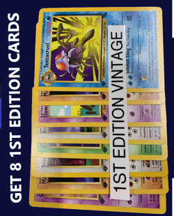 GET 8 VINTAGE 1ST EDITION CARDS 1999-2000 BASE JUNGLE FOSSIL ROCKET PADDED SHIP - Image 1