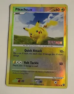 Pikachu 70/100 Platinum Stamped Reverse Holo Pokemon TCG Card HP - Image 1