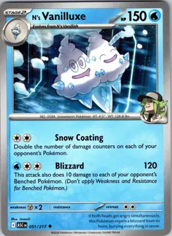 N's Vanilluxe 051/217 Uncommon ME: Ascended Heroes Pokemon NM - Image 1