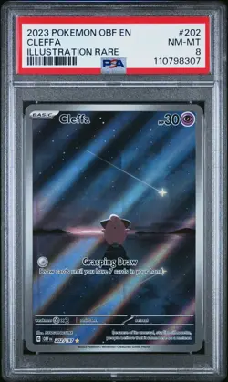2023 POKEMON OBF EN-OBSIDIAN FLAMES ILLUSTRATION RARE #202 CLEFFA PSA 8 - Image 1