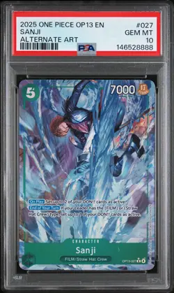 2025 ONE PIECE OP13-CARRYING ON HIS WILL ALTERNATE ART #027 SANJI PSA 10 - Image 1
