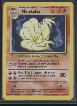 Ninetales 12/102 Holo Holo Rare Base Set Unlimited Pokemon Moderately Played - Image 1