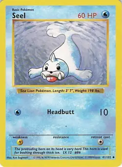 Shadowless Seel 41/102 Uncommon Base Set Pokemon Card NM - Image 1