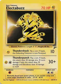 Electabuzz 24/130 Rare Base Set 2 Pokemon Card - Image 1