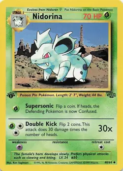 Nidorina 40/64 1st Edition Pokemon Card 1999 WOTC - Image 1