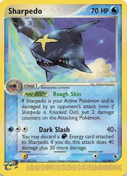 Sharpedo 22/109 Pokemon EX Ruby & Sapphire Played Single Card TCG NEVER PLAYED - Image 1