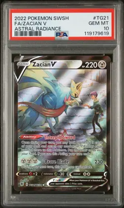 PSA 10 Zacian V TG21/TG30 FULL ART Swsh Astral Radiance Pokemon Card GEM MINT - Image 1