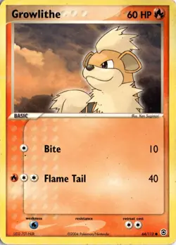 Growlithe 64/112 FireRed & LeafGreen Pokemon Card TCG - Image 1