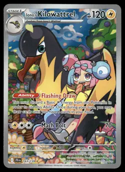 Pokemon Cards Iono's Kilowattrel 163/159 Journey Together Illustration Rare NM - Image 1