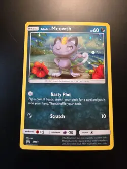 Pokemon Alolan Meowth Sm51 Holo Promo Lp - Image 1