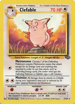 Clefable 17/64 Jungle Set Non Holo Rare Pokemon WOTC Played - Image 1