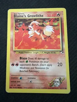 Pokemon TCG Blaine's Growlithe Gym Heroes 62/132 Regular MP - Image 1
