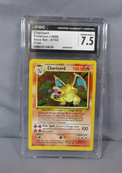 CHARIZARD Pokemon 1999 Base Set HOLO Card 4/102 CGC Grade 7.5 Near Mint + - Image 1