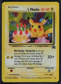 _____'s Pikachu Birthday 24 Pokemon Wizards Black Star Promo Moderately Played - Image 1
