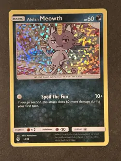 Alolan Meowth Holo Sparkle 10/12 McDonald's 2019 Pokemon TCG NM - Image 1