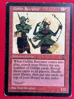 MTG 1X Goblin Recruiter X1 Visions Magic - Played (Stamped, black) - Image 1