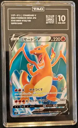 Pokemon Charizard v Full Art Star Birth Card 102/100 SWSH Japanese Tag 10 - Image 1