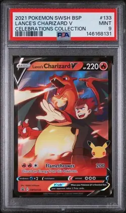 Lance’s Charizard V 133 Pokemon TCG 2021 Ultra Rare Holo Celebrations PSA 9 Mint - Image 1