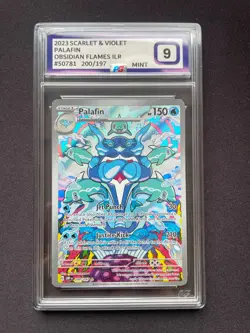 2023 POKEMON OBF EN-OBSIDIAN FLAMES ILLUSTRATION RARE #200 PALAFIN Graded 9 MINT - Image 1