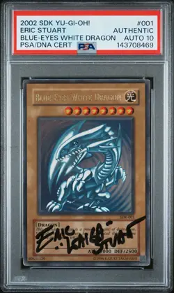 Yu-Gi-Oh 2002 Blue-Eyes White Dragon SDK-001 Auto 10 Signed By Eric Stuart Kaiba - Image 1