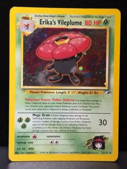 Erika's Vileplume 5/132 WOTC Gym Heroes Rare Unlimited Holo Pokemon Card LP - Image 1