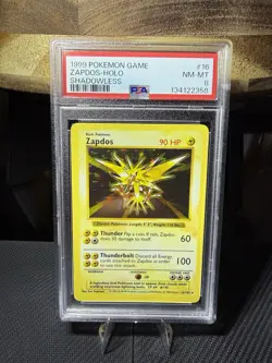Pokemon TCG Zapdos Holo Rare Card Shadowless 16/102 PSA 8 - Image 1