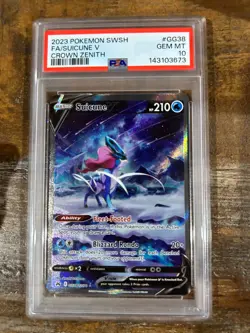 POKEMON 2023 SWSH Crown Zenith Full Art SUICUNE V #GG38 PSA 10 Gem Mint RARE - Image 1