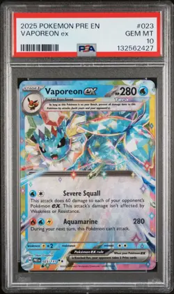 Vaporeon EX 023/131 Prismatic Evolutions English PSA 10 GEM MINT 2025 Pokemon - Image 1