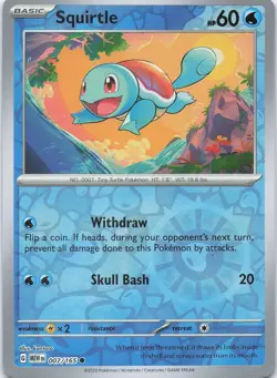 SQUIRTLE 007/165 C 151 POKEMON REVERSE HOLO LP - Image 1
