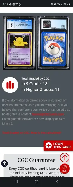 (POP 18) CGC 9 MINT Pokemon Card Drowzee 32/112 Fire Red Leaf Green Reverse Holo - Image 4