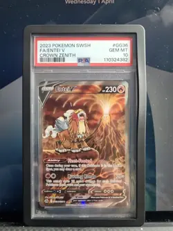 Entei V GG36/GG70 Crown Zenith Full Art Pokemon TCG PSA 10 GEM MT - Image 1