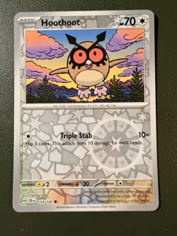 Pokemon TCG Hoothoot 114/142 Stellar Crown SV7 Reverse Holo NM - Image 1