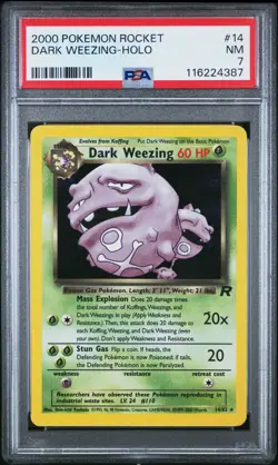 2000 POKEMON ROCKET #14 DARK WEEZING-HOLO PSA 7 - Image 1