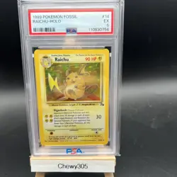 Raichu 14/62 Fossil Holo Pokemon PSA 5 - Image 1