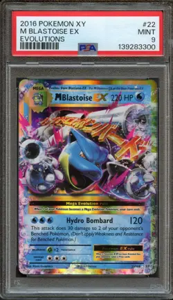 M Blastoise EX 22/108 Evolutions Rare PSA 9 Mint Pokemon Card - Image 1