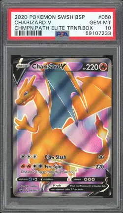 CHARIZARD V SWSH050 FULL ART CHAMPIONS PATH ELITE TRAINER BOX PSA 10 GEM MINT - Image 1