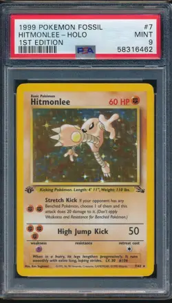 1999 Pokemon Fossil 7 Hitmonlee Holo 1st Edition First Edition PSA 9 - 58316462 - Image 1